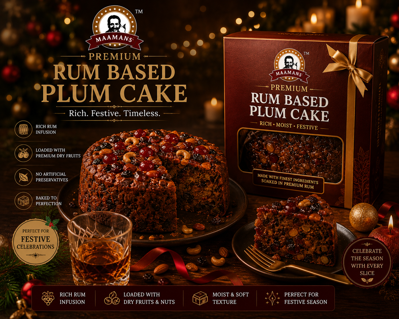 rum based plum cake pic 1 Rum Based Festive Plum Cake (1KG) - Image 1